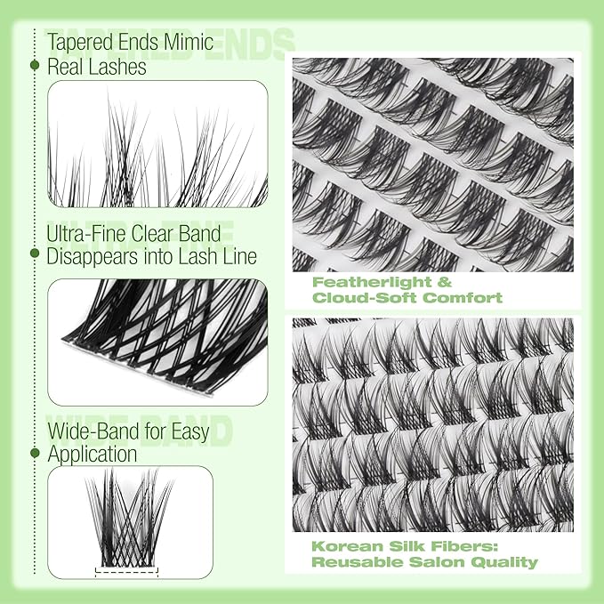 Lash Clusters Wispy Eyelash Extensions 2 Styles Fairy Cluster Lashes Individuals Natural Eyelash Clusters Spiky Cluster Lashes C-Curly DIY Lash Value Pack by Mavphnee (184Pcs, 10-16MM)