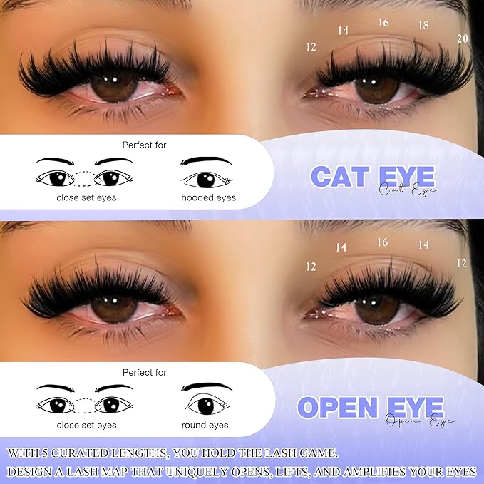 Lash Clusters Manga Eyelash Clusters Wispy Lashes Clusters with Spikes 260D Fluffy Individual Lashes 12-20mm Volume Eyelash Cluster Extensions Thick False Eyelashes Cluster Lash Extensions