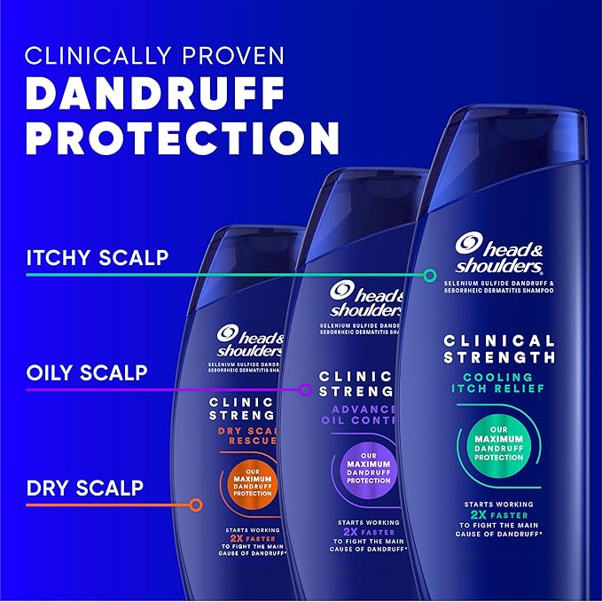 Head & Shoulders Dandruff Shampoo, Clinical Strength Advanced Oil Control, Our Maximum Anti-Dandruff Prescription-Strength Formula, Flake Protection, Seborrheic Dermatitis Relief, Citrus, 13.5 Fl Oz