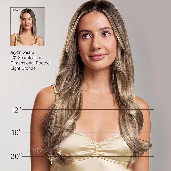 Luxy 100% Remy Human Hair - Seamless Clip-In Hair Extensions - Multi-Dimensional Color for Natural Blending, Adds Volume & Length 240 grams 24" Dimensional Rooted Ash Blonde