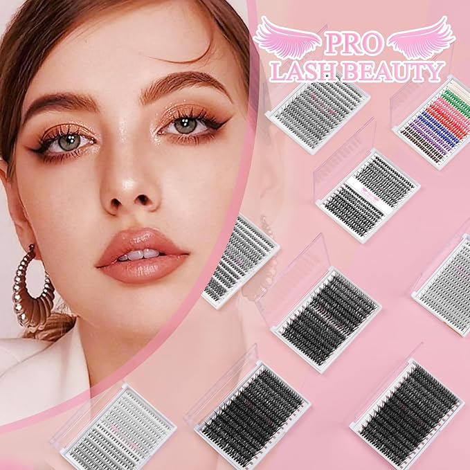 280 Pcs Individual Lashes 30D+40D Mixed Lash Clusters 14 Rows Cluster Lashes that Look Like Eyelash Extensions DIY Lash Extension Self Application At Home (30+40-D-14-20mix)