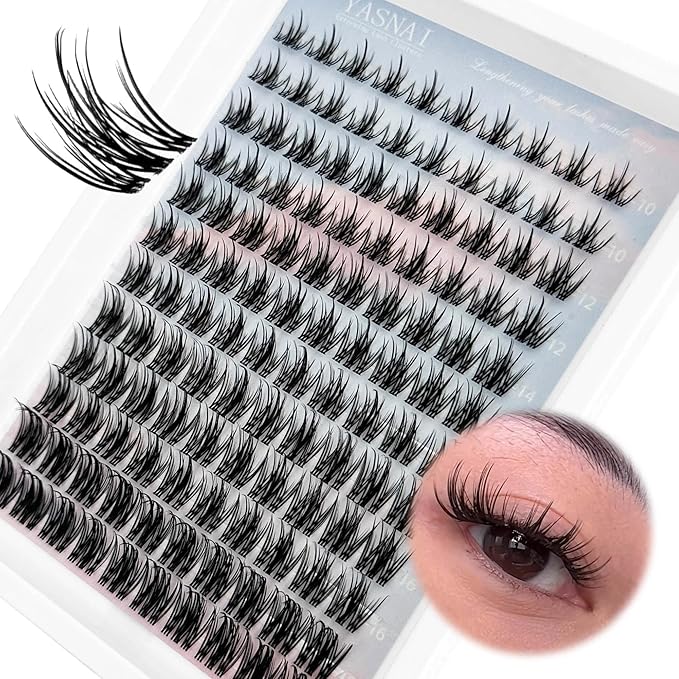 Natural Lash Clusters Fairy Wispy Manga Lash Extensions YASNAI Cluster C Curl Individual Lashes 10-18MM 120pcs, Spiky Anime Lashes Eye Lash Clusters Ultra-Thin Clear Lash Band