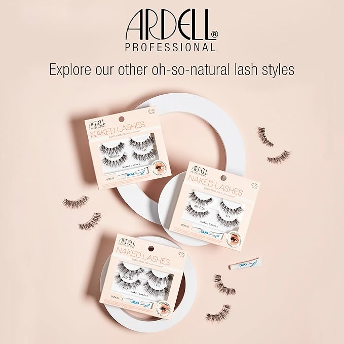 Ardell Naked Lashes 420 - Natural Volume & Lightweight Black Strip Lashes, 2 Pairs with 1g DUO Pipette, 1 Set