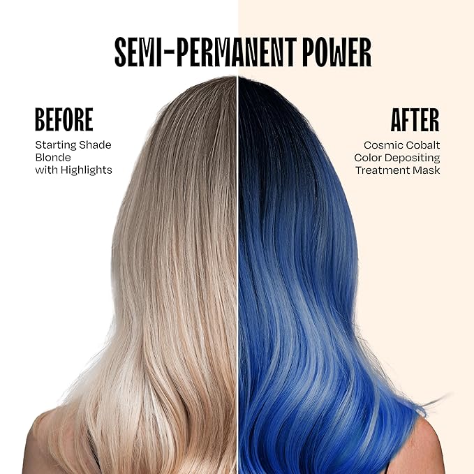 Overtone Semi Permanent Hair Color Conditioner, Extreme Blue is Cosmic Cobalt, 8 oz, Nourishing, Damage-Free, Color Depositing Mask for All Hair Types with Shea Butter & Coconut Oil, Vegan