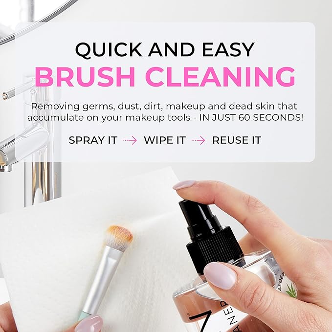 ISOCLEAN Professional Brush Cleaner 4 fl oz - Spray Top Makeup Brush Cleaner for Cosmetic Tools, Cleans Bristles, Scented No-Rinse Formula Dries in 60 Seconds, Vegan, Not Tested on Animals