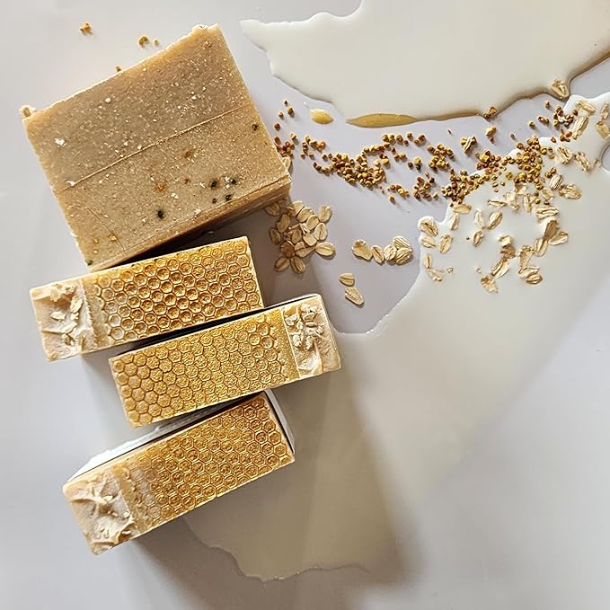 Honeyd Oats body soap bar, goatmilk, bee pollen & honey, 5oz, Coconut-free, fragrance free, calendula & nettle extracts, colloidal oatmeal (Cool citrus basil)