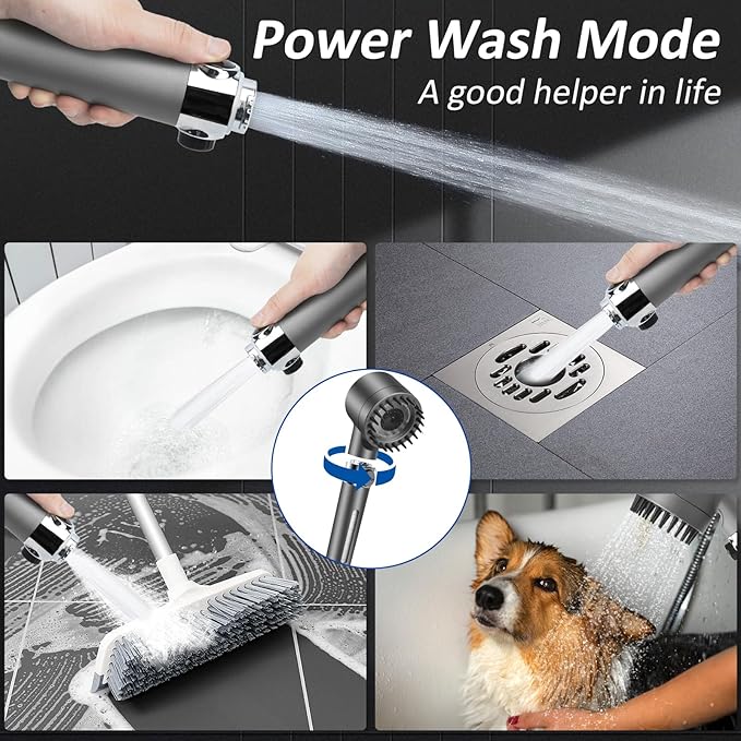 Luxsego High Pressure Shower Heads with Scalp Massager Shampoo Brush for Skin & Hair Care, Filtered Shower Head with Handheld Sprayer Soften Hard Water, 3 Settings 4 in 1 Detachable Showerhead Set
