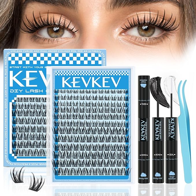 Manga Lash Clusters Kit 8-18mix Spiky Fairy Lash Clusters Kit Invisible Ultra-Thin Band Manga Lashes Eyelash Clusters Kit With Lash Bond And Seal DIY at HomeZ(Fairy08 Kit)