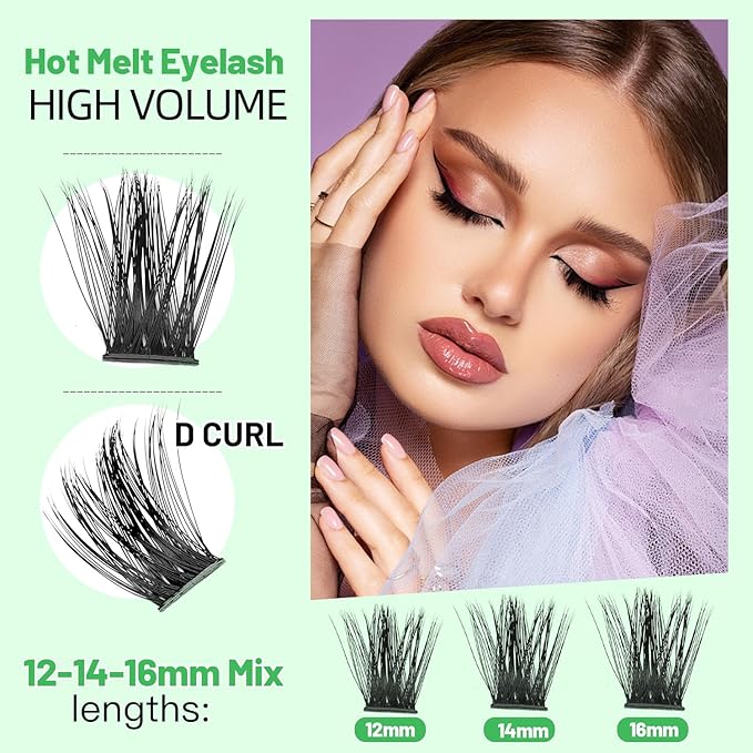 Bodermincer Lash Clusters D Curl Black/Brown/Colored Lashes 10-12-14/12-14-16/16-18-20mm Mixed Lash Clusters Kit For Beginner (M01# 12-14-16mm Mixed)