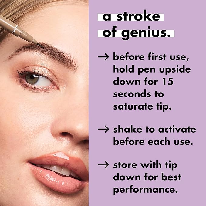e.l.f. Holy Strokes Micro-Fine Brow Pen, Liquid Waterproof Eyebrow Makeup For Detailing & Adding Dimension, Vegan & Cruelty-Free, Taupe