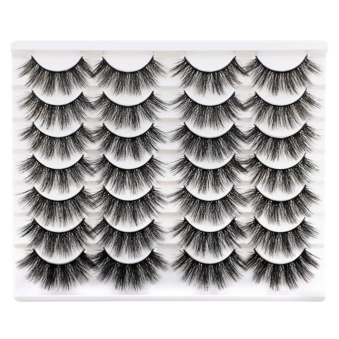 Newcally Lashes False Eyelashes Dramatic 20MM Faux Mink Lashes Pack 14 Pairs Wispy Long Thick Volume Strip Eye Lashes Multipack