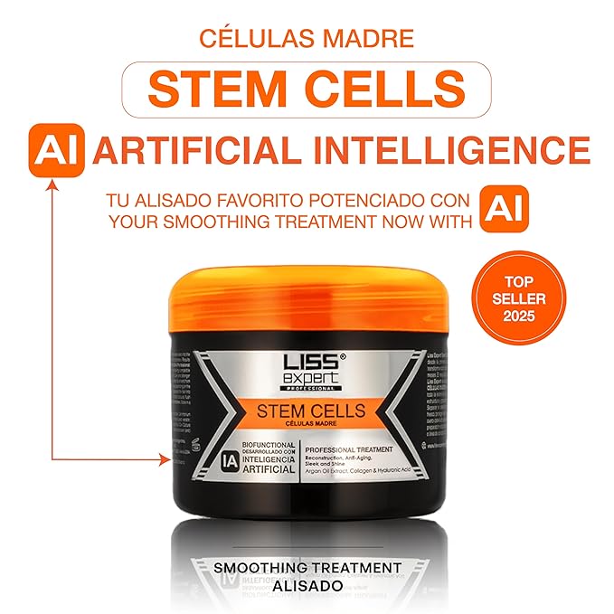 Liss Expert Stem Cells Smoothing Treatment – Organic Keratin & Argan Oil – for Frizz-Free Repair & Shine – Professional Straightening(250 ml-Shoulder Length)