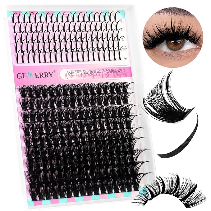 Lash Clusters with Spikes 100D Long 12-21mm Cluster Eyelash Extensions DIY Wispy Natural Lash Clusters Spiky Individual Lashes Eyelashes Mink by GEMERRY
