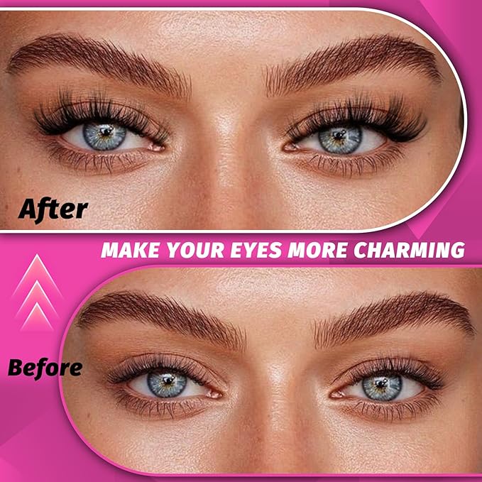 Veleasha Lashes 5D Faux Mink Cat Eye Lashes - Handmade Wispy Fluffy Luxurious Eyelashes - Natural Look Volume Spike - 7 Pairs Pack (808)