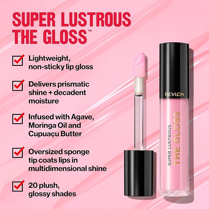 REVLON Super Lustrous Lip Gloss, Non-Sticky, Hydrating, High Shine Finish, 306 Taupe Luster, 0.13 oz (Pack of 2)