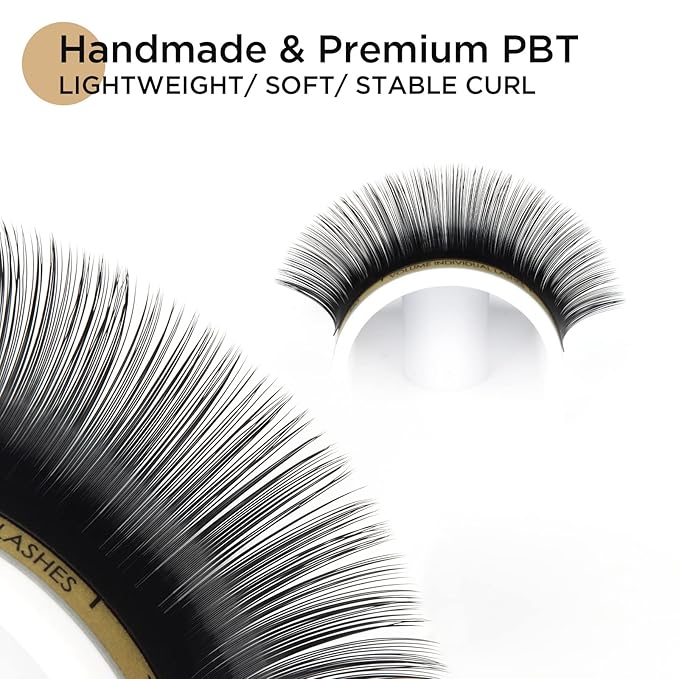 LASHVIEW Faux Eyelash Extensions Volume Fan for Professional Salon UseThickness 0.05mm Soft D Curl Length 8-15mm mixed Semi-Permanent Individual Silk Lashes