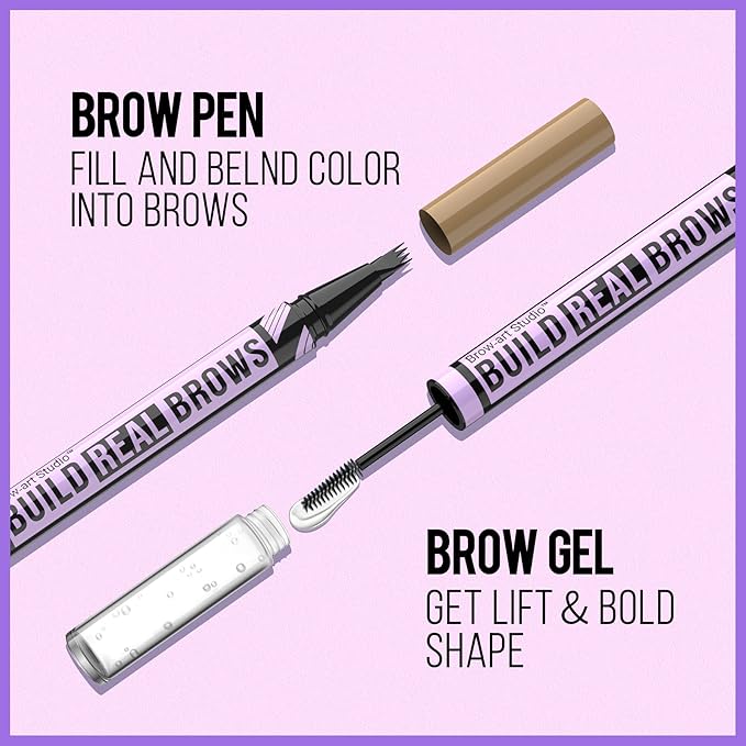 iMethod Eyebrow Pen and Eyebrow Gel - Eyebrow Pencils for Women with 4-Fork-Tip & Brow Gel Clear, Magical 2-in-1 Dual-Ended Brow Pen for Fuller-Looking Defined Brows, Stay All Day, Dark Brown