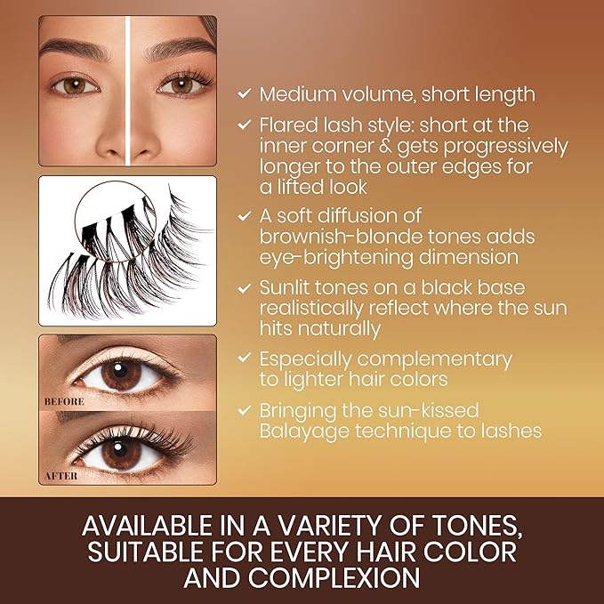 Ardell Balayage Wispy Lashes, False Eyelashes, Bronde - Easy Application Strip Lashes for Everyday Wear, Sun-kissed Lash Strokes, 4 Pack