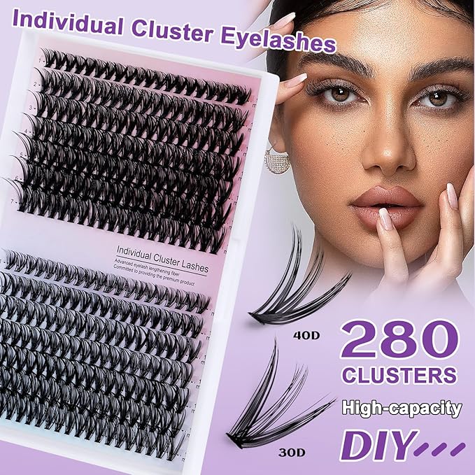 lash clusters Natural Lash Clusters Wispy Cluster Eyelash Extensions C-Curly Individual Lashes Natural Look DIY Lash Extension Wispy Eyelash Clusters Wide-Span Band 9-16MM (DD16-MIX01(30P+40P))
