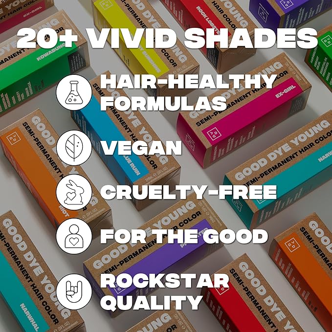 Good Dye Young Semi-Permanent Hair Color, Vegan and Cruelty-Free Purple Hair Dye, Last up to 24 Washes, Non-Damaging Conditioning Hair Color (5FL OZ, Make It Happen)