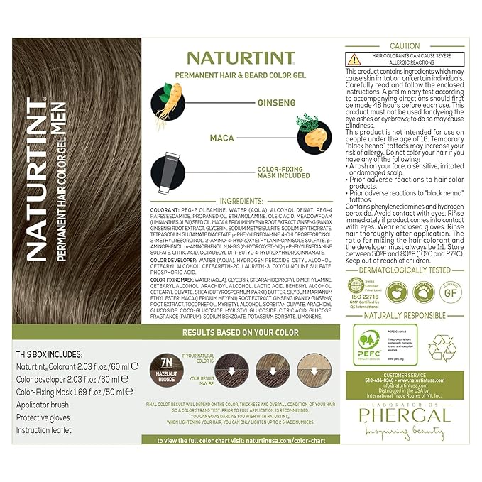 Naturtint Mens Permanent Hair Color for Hair Beard and Mustache (7N Men's Hazelnut Blonde)