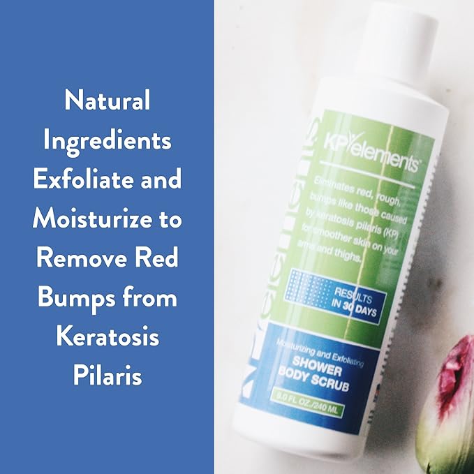 KP Elements Body Scrub (8 fl oz) | Keratosis Pilaris Treatment | Exfoliating Body Scrub and Body Moisturizer for Dry Skin | Helps Reduce Red Bumps | Body Skin Care Product for Men and Women