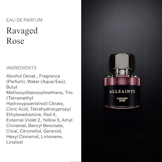 AllSaints Ravaged Rose Eau De Parfum - Floral & Fruity Perfume with Rose Fragrance - Intense Unisex Perfume with Amber & Woods - Rich Fragrance for Daytime Wear - 30mL/1 fl oz