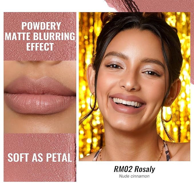 Oulac Matte Lipsticks for Women Set, Silky Velvet Matte Lipstick, Soft Smooth Texture, High Impact Lip Color, Not Dry Lightweight Formula Infused with Vitamin E, Vegan RM02+03+04