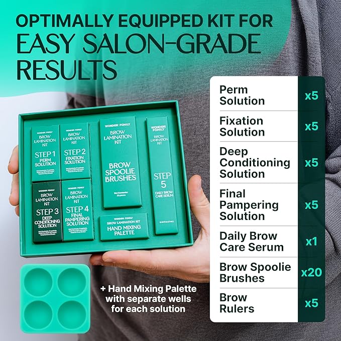 PRO Brow Lamination Kit – Eyebrow Lamination Kit with 5-Step Lifting System, Styling Brushes, Brow Rulers & Nourishing Serum – At Home Eye Brow Lamination Kit for Fuller, Defined Brows