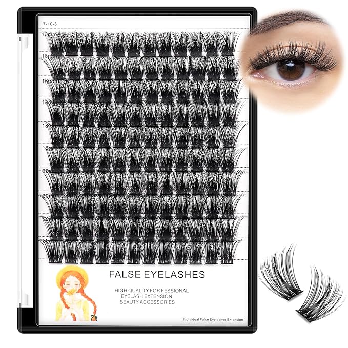 Bodermincer Lash Clusters D Curl Black/Brown/Colored Lashes 10-12-14/12-14-16/16-18-20mm Mixed Lash Clusters Kit For Beginner (M01# 16-18-20mm Mixed)