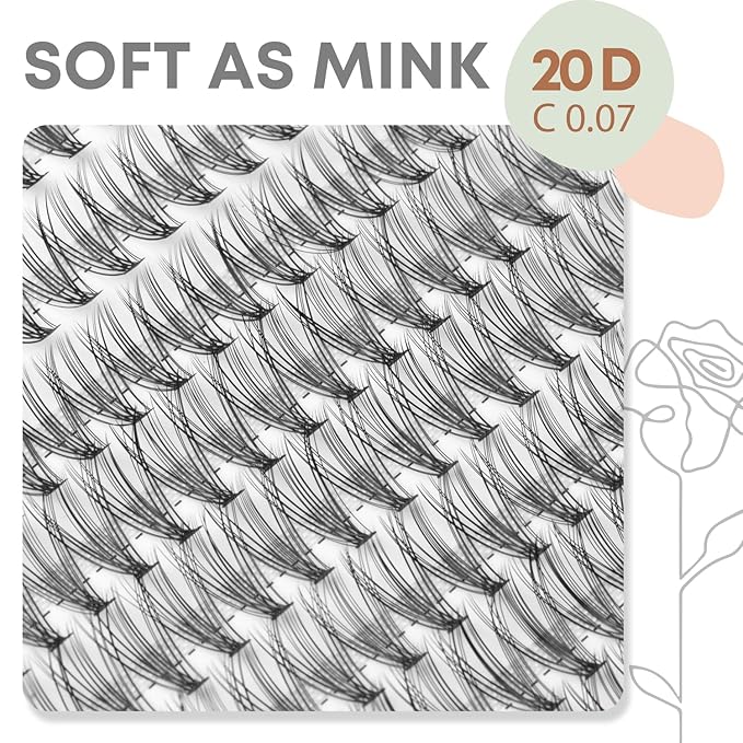 Lash Clusters, Individual Lashes, 240 Pcs 20D Individual Lash Extensions, Volume Soft Lightweight Reusable DIY Eyelash Extensions, Thickness 0.07mm C Curl False Eyelashes 8/9/10/11/12mm