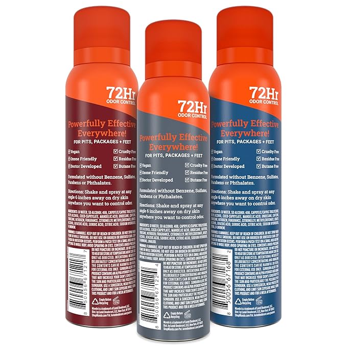 Mando Whole Body Deodorant For Men - Invisible Spray Deodorant - 72 Hour Odor Control - Low Irritation Formula - Aluminum Free, Benzene Free - 3.6 ounce - 3pk - Bourbon Leather, Mt Fuji, Pro Sport