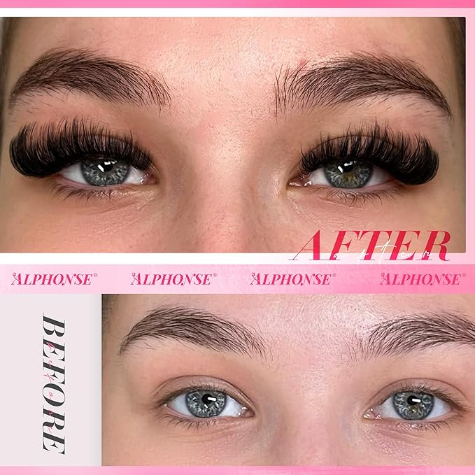 Mega Bold Lash Clusters Kit 14-24mm D-curved Cluster Eyelash Extensions Kit 200D Thick Volume Eyelash Clusters Kit with Lash Bond and Seal by ALPHONSE