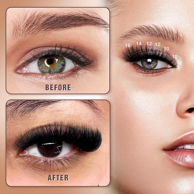 Lash Clusters Kit, DIY Cluster Eyelash Extensions 10‑20mm, 150D, 156pcs Fluffy D Curl Natural Lashes with Bond & Seal,Remover,Tweezers – Fake Cat Eye Individual Clusters