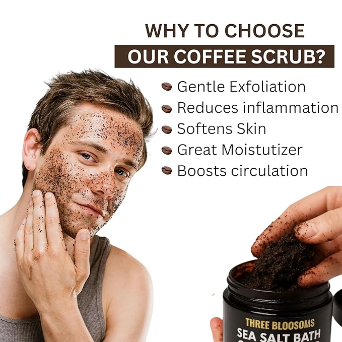 Coffee Scrub Body Exfoliator, 350g Anti Cellulite, Anti aging, Removes Dark Circles, Wrinkles, Gift for Women and Men, contains Coffe-Seeds, Sea Salt, Coconut Oil, Leaf Extracts (350g, Coffee Scrub)