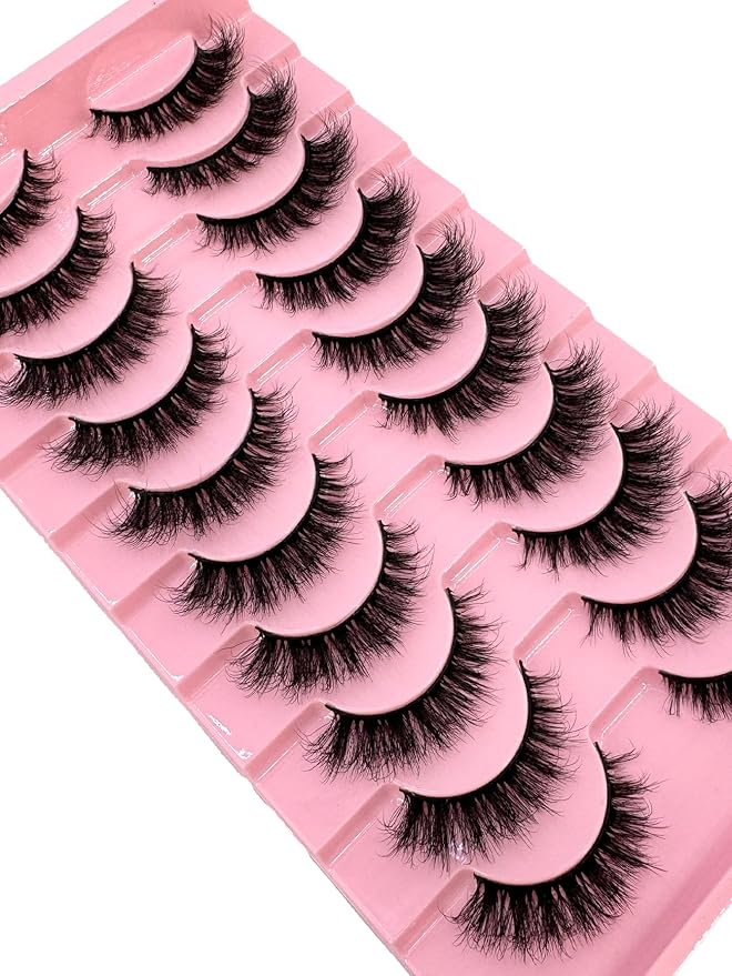 HBZGTLAD New 10 Pairs 3D Mink Lashes False Eyelashes Handmade Wispy Fluffy Long Lashes Natural Eye Makeup Tools Eye Lashes (9-6)