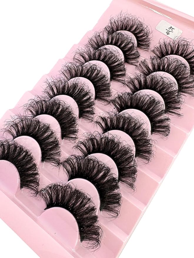 HBZGTLAD Mink Lashes Fluffy False Eyelashes 25mm Dramatic Faux Mink Eyelashes Natural Look Cat Eye Volume Eye Lashes Multipack (9D-28)