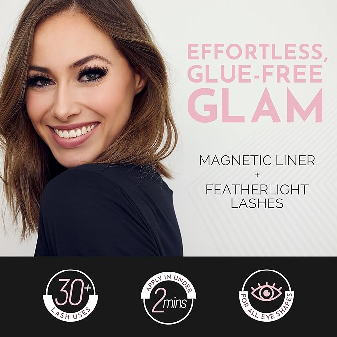 Luxillia Magnetic Eyelashes Kit – 13 Piece Magnetic Eyelash & Eyeliner Set with Applicator – Natural Look Easy Apply Reusable Fake Extension Lashes, No Glue – Pestañas Postizas Magnéticas Naturales