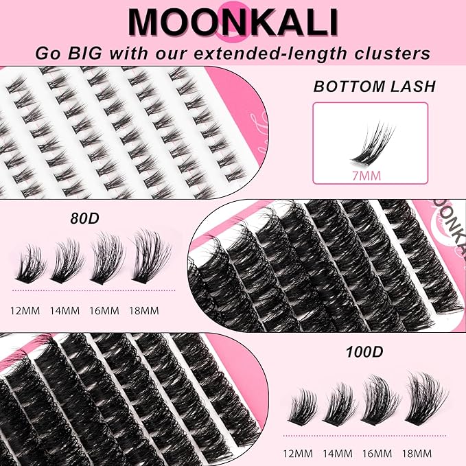 Fluffy Lash Clusters 80D 100D Mix Individual Lashes Clusters With Bottom Eyelash Clusters 12-18MM Thick Volume Cluster Eyelash Extensions Waterproof D Curly DIY Fake Mink Eyelashes Extension