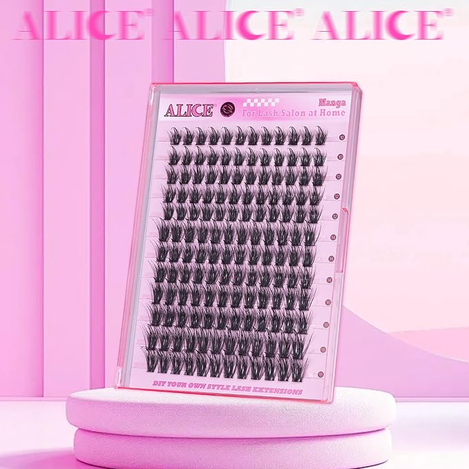 ALICE Lash Clusters Eyelash Clusters - Wispy Manga Eyelash Extensions with Anime Feather Spikes - 144pcs 10-18mm Waterproof Individual Lashes for Natural Volume Look and DIY at Home