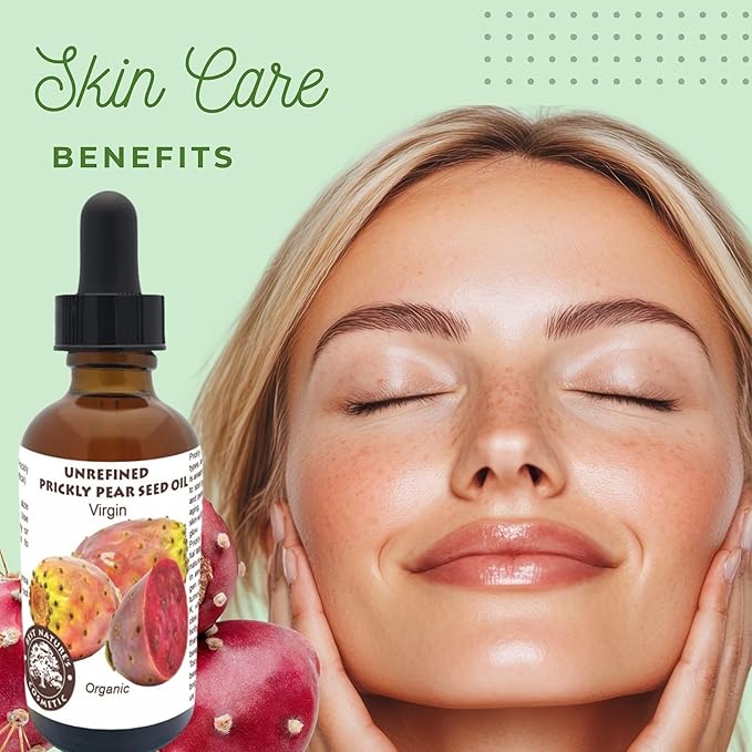 Prickly Pear Seed Oil Organic - Virgin (Cold Pressed, Unrefined) for hydrated skin, glowing mature skin. Nature’s Desert Secret for Radiant Skin and Hair 1 oz (30ml)
