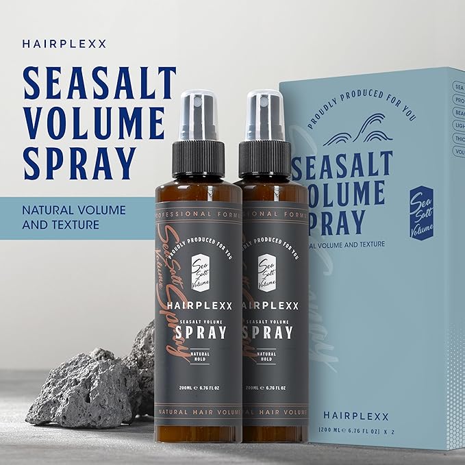 Hairplexx Sea Salt Volume Hair Spray for both Men and Women, Natural Thick and Volumizing Hair Look with Matte Finish and Natural Hold, Paraben Free (6.76 Fl Oz (Pack of 2), Ocean Fresh)