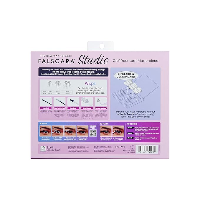 FALSCARA STUDIO Lash Extension Kit, 54 Stackable Lash Clusters, Medium Volume, 10mm-14mm, ‘Xtra’, False Eyelashes, InfuseBond, Water-Resistant Seal, BondBoost, Hydro Cleanser, Applicator