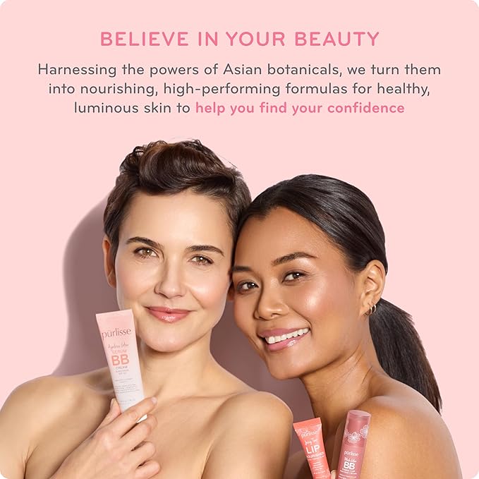 pürlisse Sheer Glow Strawberry Vitamin C Tinted Moisturizer - Skin Tint Moisturizer Enriched with Antioxidants to Even Complexion - Dewy Light Coverage for All Skin Types - Deep (1.4 oz)
