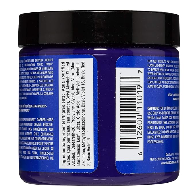 MANIC PANIC Classic Lie Locks Semi Permanent Hair Color - Medium Indigo Purple Hair Dye for Women & Men That Lasts 4-6 Weeks - Vegan, Ammonia & Cruelty-Free - Create & Mix Custom Shades (4oz)