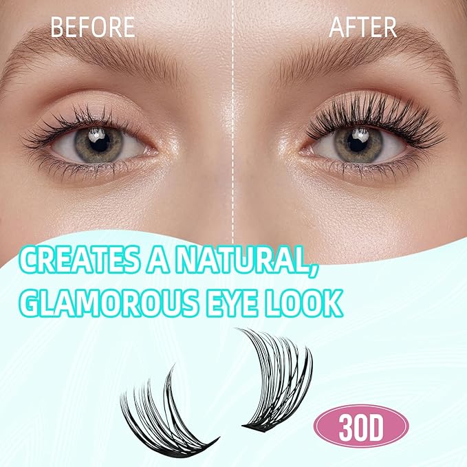 Lash Extension Kit 280PCS Eyelash Clusters 30D DIY Eyelash Extension Kit Individual Lashes Natural Lash Clusters Kit with Lash Bond and Remover, Lash Tweezers(D-Mix9-16mm Kit)