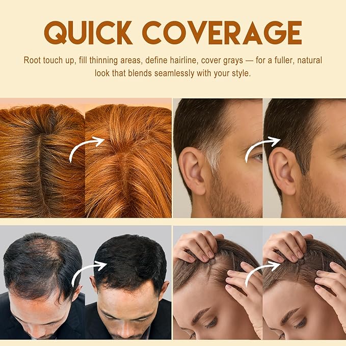 Root Touch Up Hair Color – 3 Color Blendable Hairline Powder for Gray Coverage, Root Cover Up & Thinning Edges – 48H Sweat Resistant, Natural Finish for Women & Men – Brown