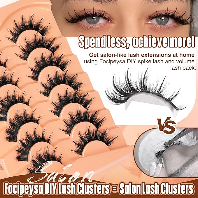 Focipeysa Manga False Eyelashes Wispy Eyelash Pack 18mm Strip Lash C Curly Faux Mink Lashes that Look Like Lash Extensions Natural Wispy False Lash Pack DIY Lash at Home
