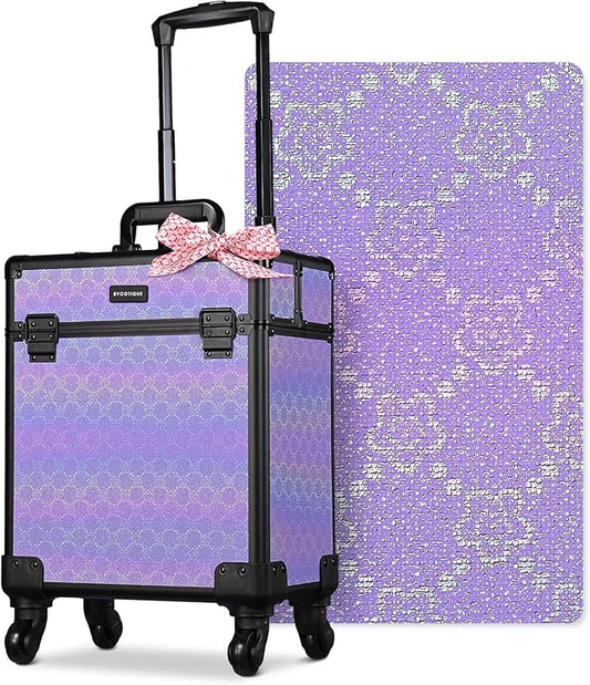 BYOOTIQUE Makeup Rolling Case Nail Cart Organizer with Wheels False Eyelash Storage Hairdressing Brush Bags for Beauty Salon Hairstylist Barbershop,Charm ForgetMeNot