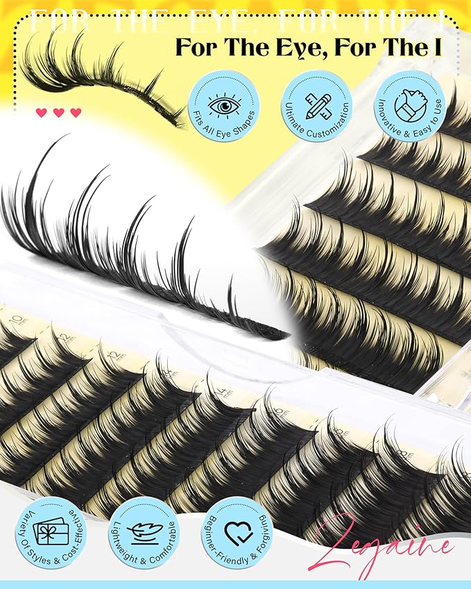 Manga Lash Clusters With Spikes Individual Lashes Anime Cluster Eyelash Extensions Wispy Eyelash Clusters Classic Lash Extension Bottom Lashes SIY Eyelashes 10-18MM by Zegaine(Separate It by Yourself)
